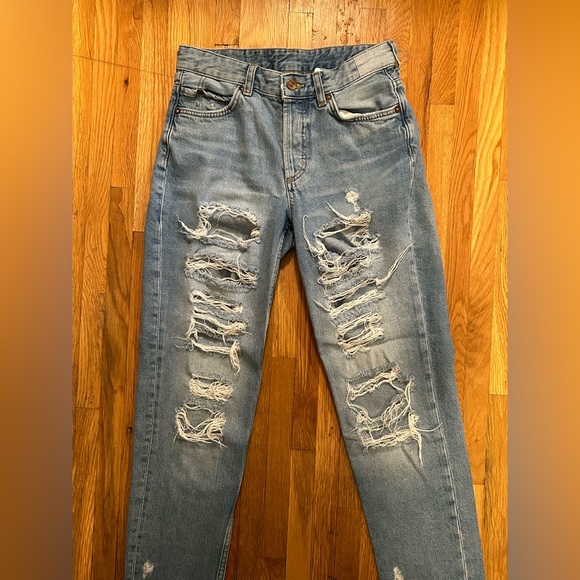 H&M &Denim Ripped Low-Rise Boyfriend Jeans (Size 2) - Picture 9 of 14